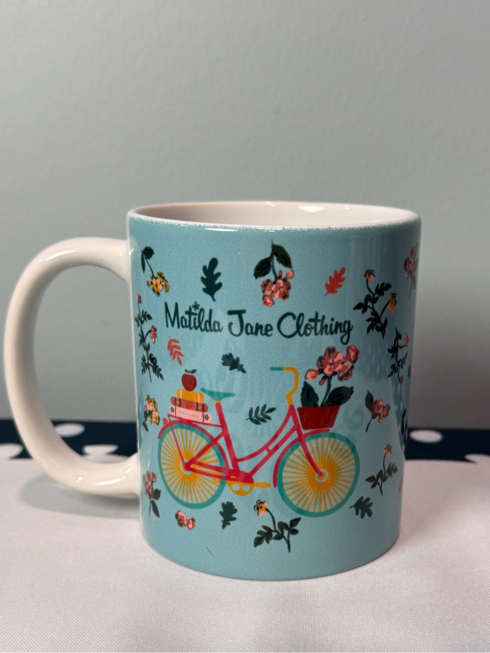 Matilda Jane Clothing Mug with florals and bicycle